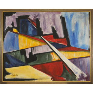 Stephen Kaye, Large Oil/c Abstract Mid-Century Modern: Stephen Kaye, Large Oil/c Abstract Mid-Century Modern. Signed, framed. Well listed artist.Size: 40 x 50 , outside of frame 54 x 44 ASKart: Stephen Kaye (late 20th century) Stephen Kaye is known for la