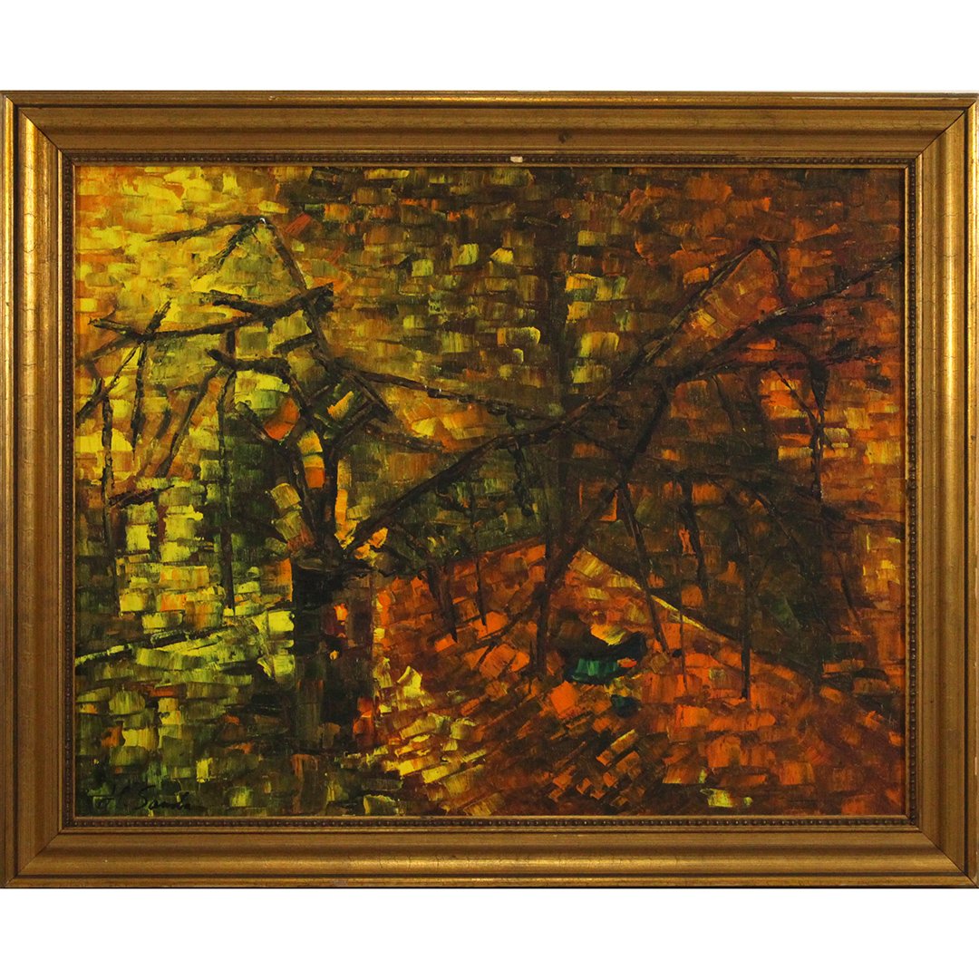 J L Sanda, Mid-Century Oil Abstract Outdoor Still Life (1 of 5)