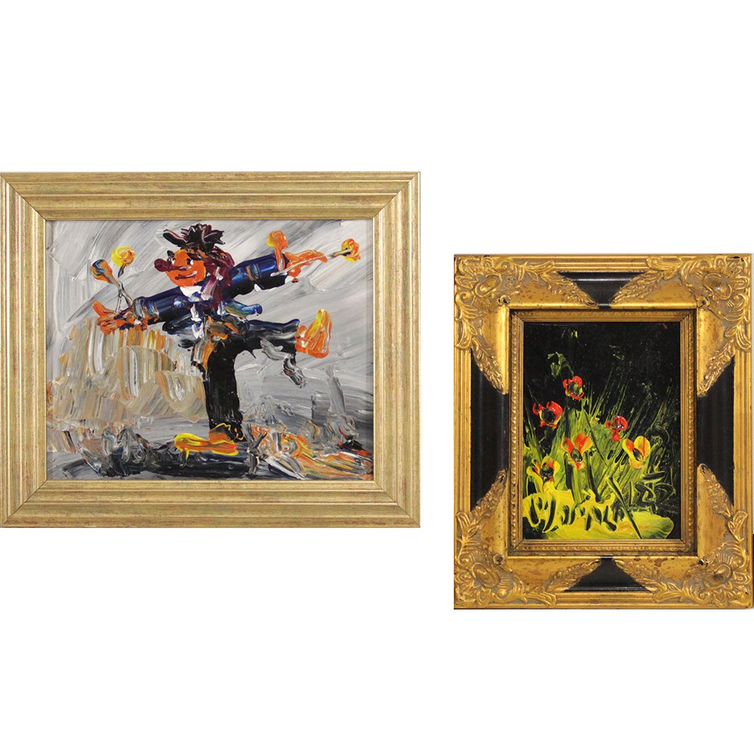 Two [2] Morris Katz Acrylic Paintings, Listed Artist: Two [2] Morris Katz Acrylic Paintings, Well Listed Jewish American Artist. Both are signed and dated, both are framed. Size: 8 x 10 , outside of frame 10 x 12" and 5 x 7 , outside of frame: 8.5 x 10.5