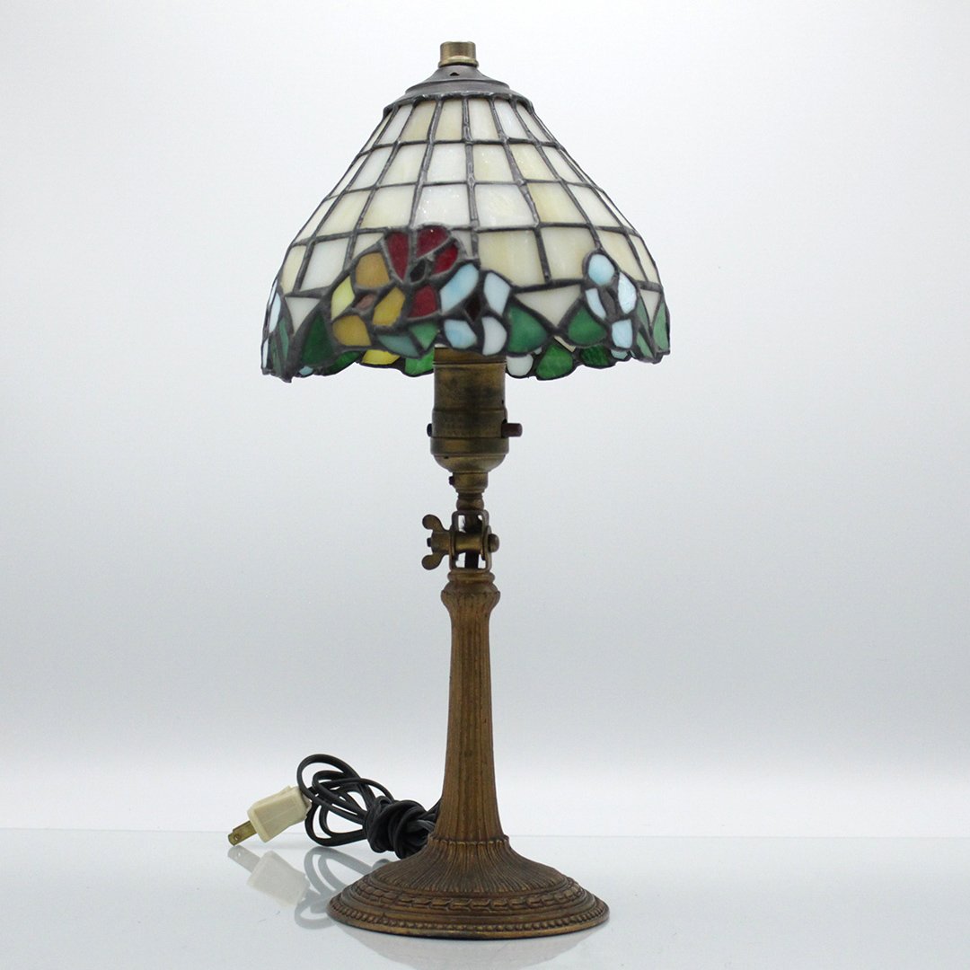 Leaded Glass Boudoir Lamp Adjustable Base (1 of 6)