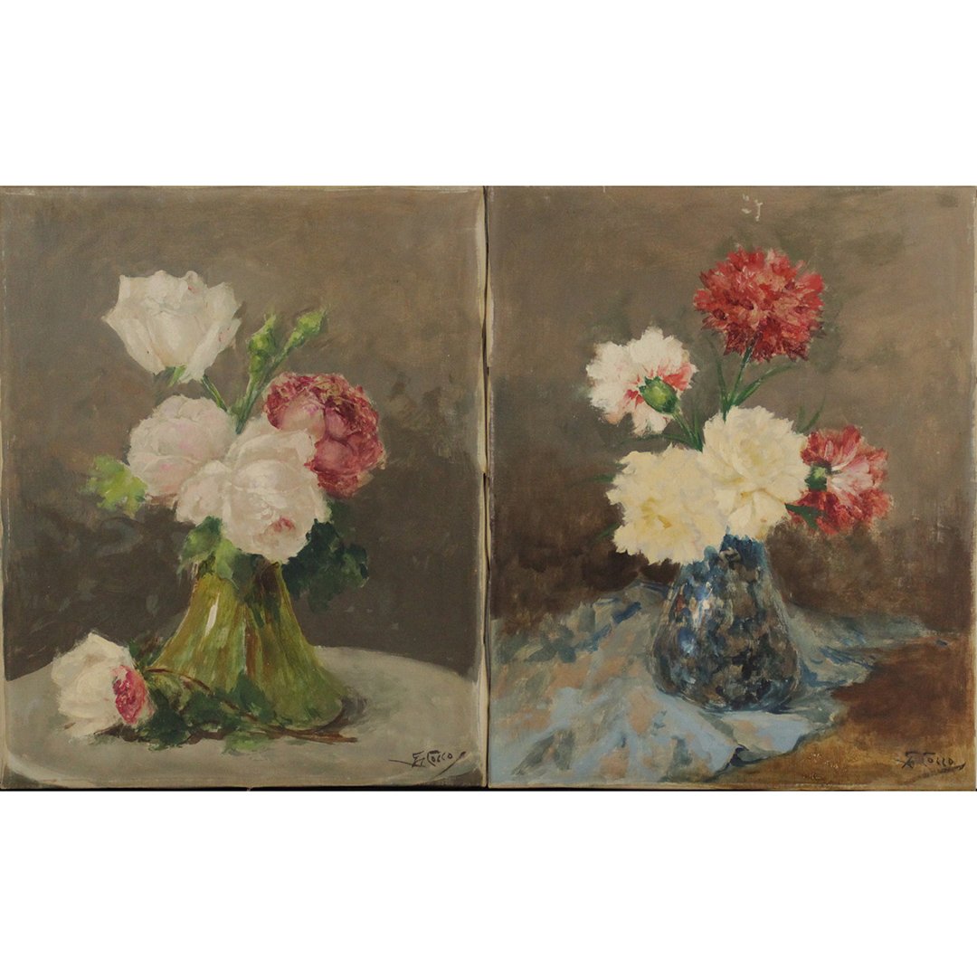 Two [2] E. Collo Floral Still Life Oil Paintings Canvas (1 of 6)