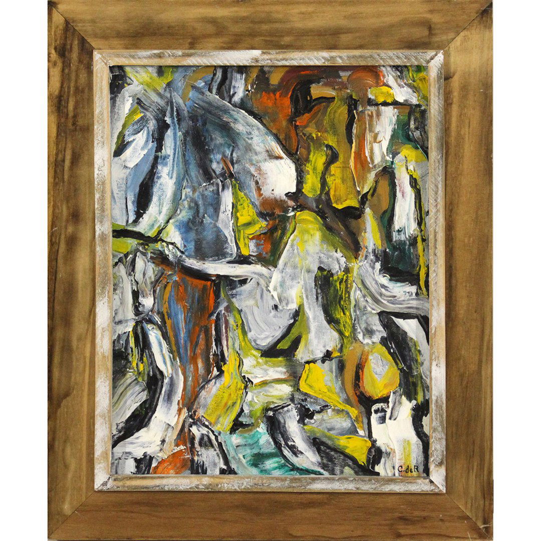 C. De R., Mid-Century Modern Abstract Expressionist Oil (1 of 4)