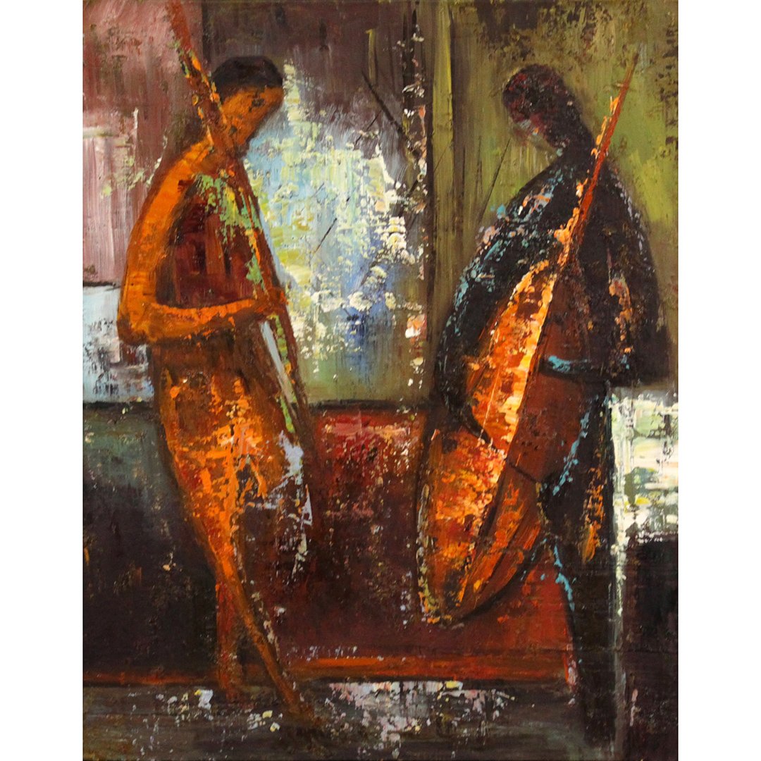 Mid-Century Modern Oil Painting, Musicians (1 of 4)
