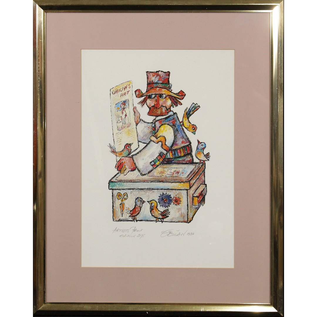 Jovan Obican  (1918 - 1986) Lithograph Figure, Art  Box (1 of 5)