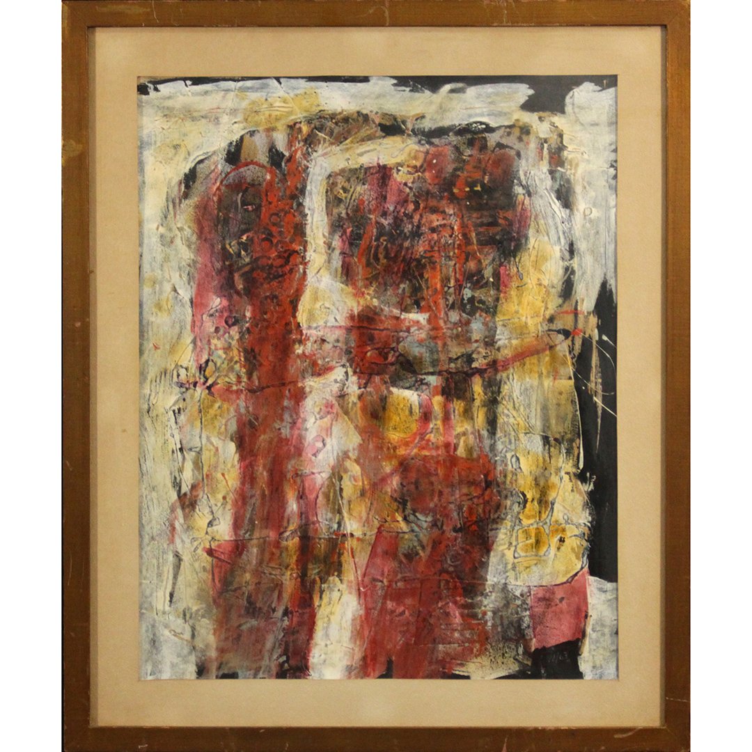 Mid-Century Modern Quality Abstract Mixed Media, W 1963 (1 of 5)