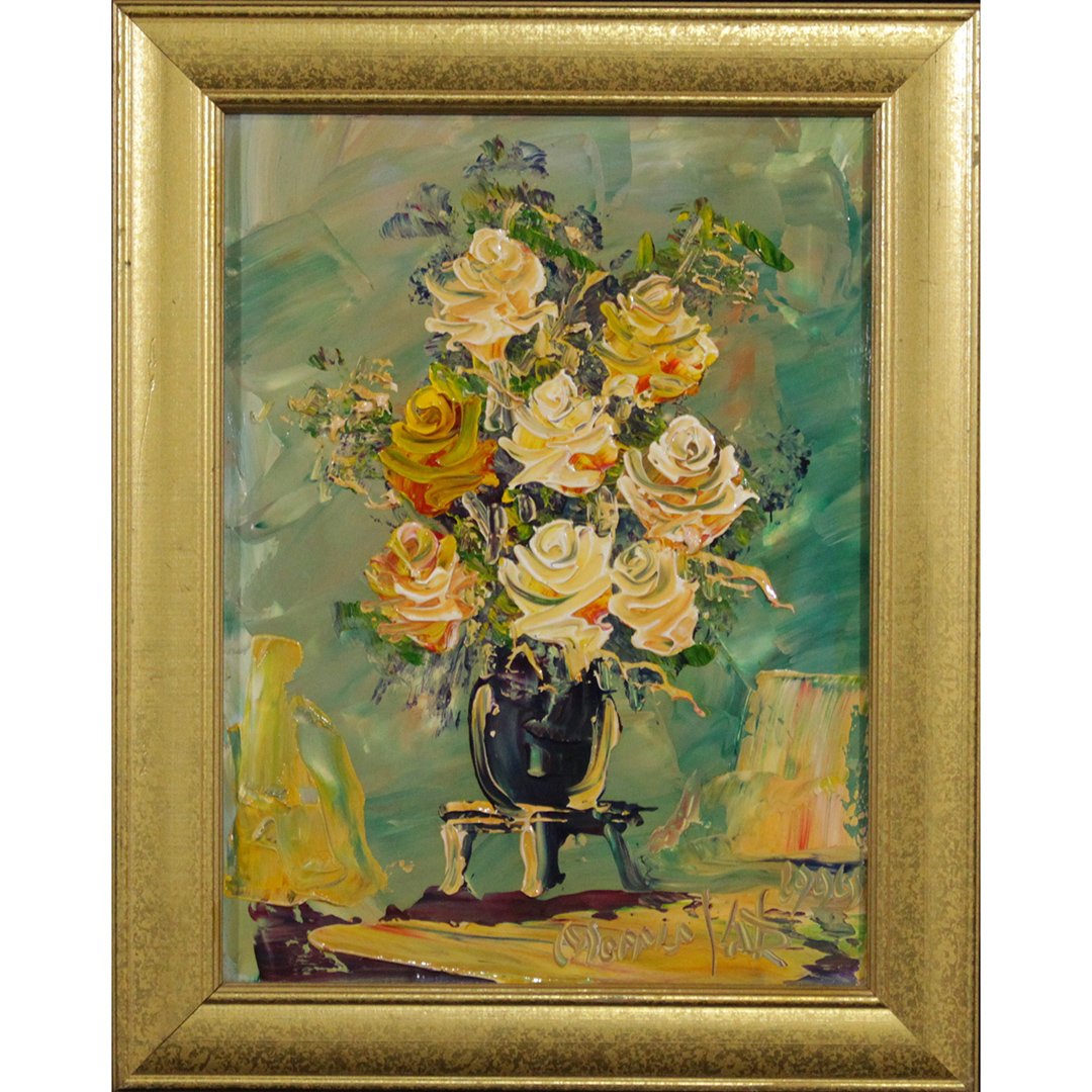 Morris Katz, Listed Jewish Amer. Artist, Roses in Vase (1 of 7)