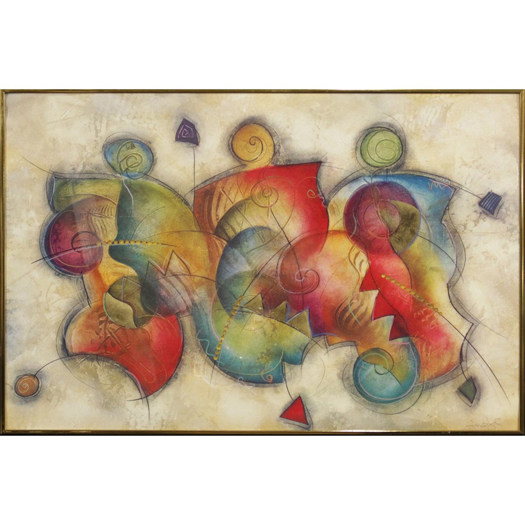 Modern Design Italian Abstract Lithograph, Signed (1 of 5)