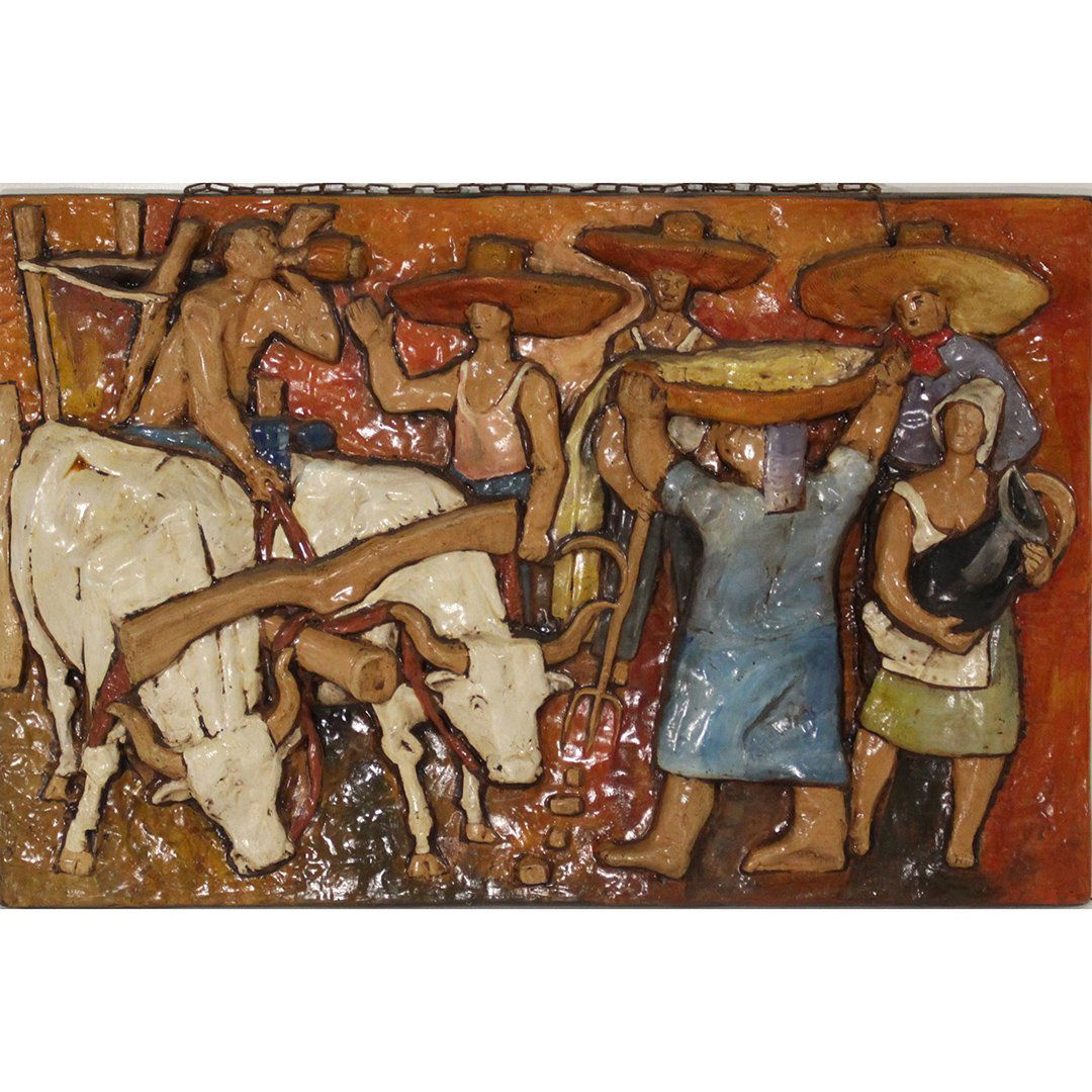 Valleruna, Latin American Pottery Wall Plaque in Relief (1 of 8)