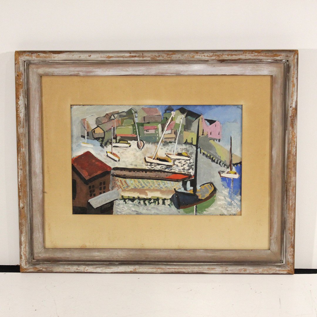 Boats at Gloucester, Signed Illegible Dated 1941, W/c (1 of 5)