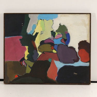 Holcombe Mid Century Modern Abstract Painting On Canvas May 13