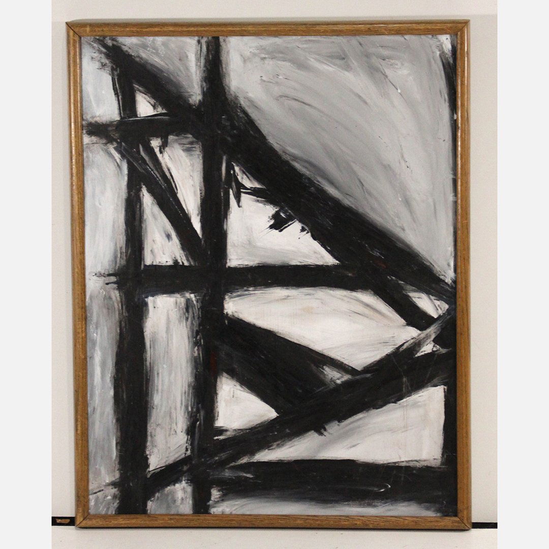 Franz Kline Style Abstract Painting: Franz Kline Style Abstract Painting on wood Size: 36 x 28 , outside of frame: 38 x 30"