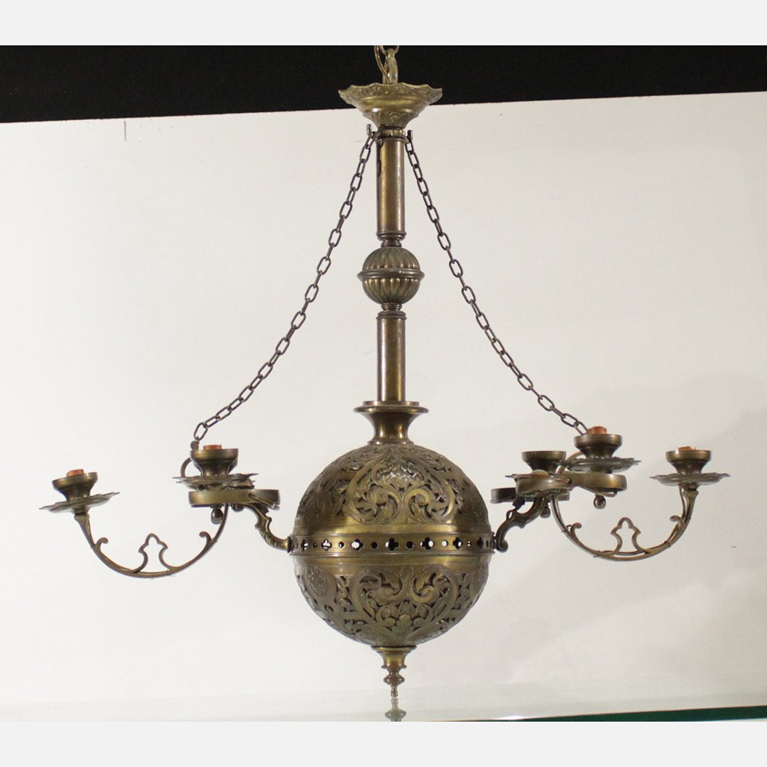 Antique Victorian Brass 4-Arm Chandelier (1 of 6)