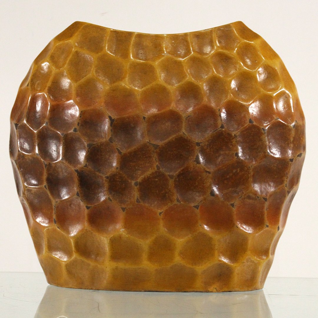 20th C. Honeycomb Pattern Ceramic Vase (1 of 3)