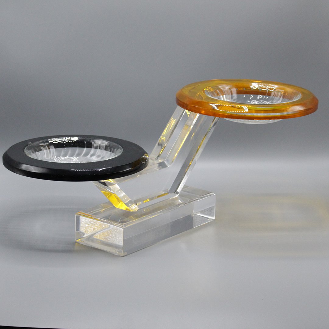 Unique Modern Lucite Double Saucer AshTray (1 of 9)