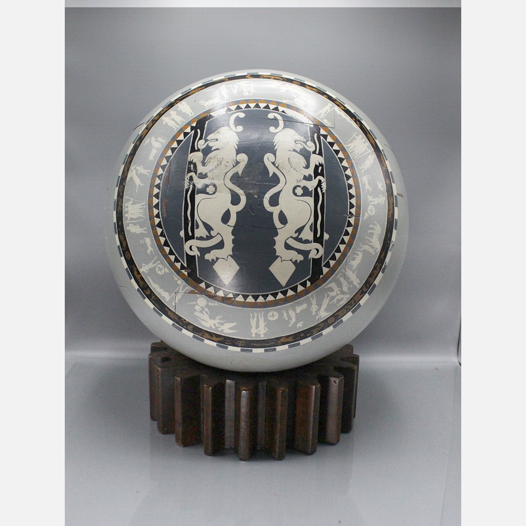 Large Wooden Sphere on Base (1 of 6)