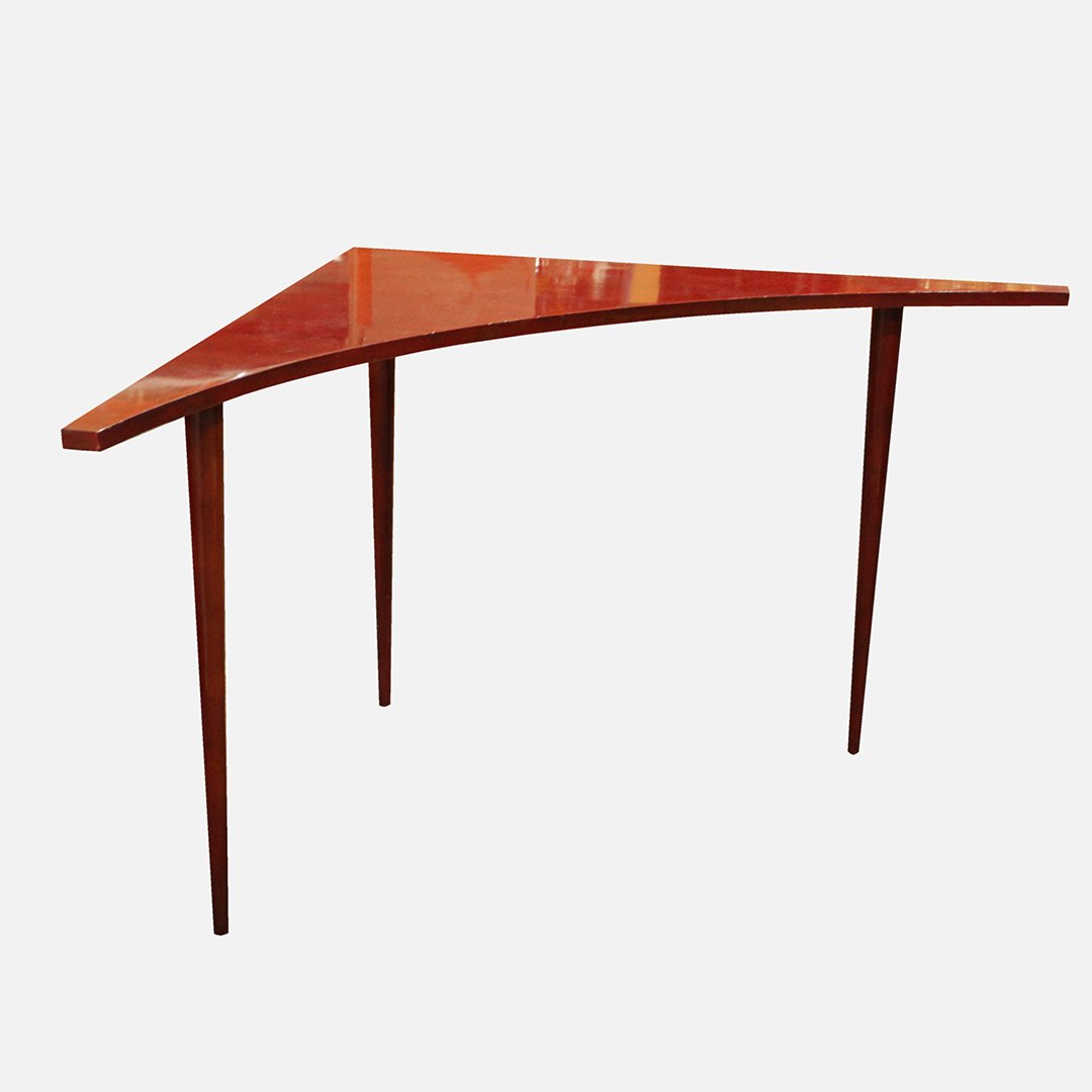 Mid-Century Modern Corner Table Red Cherry Finish (1 of 5)