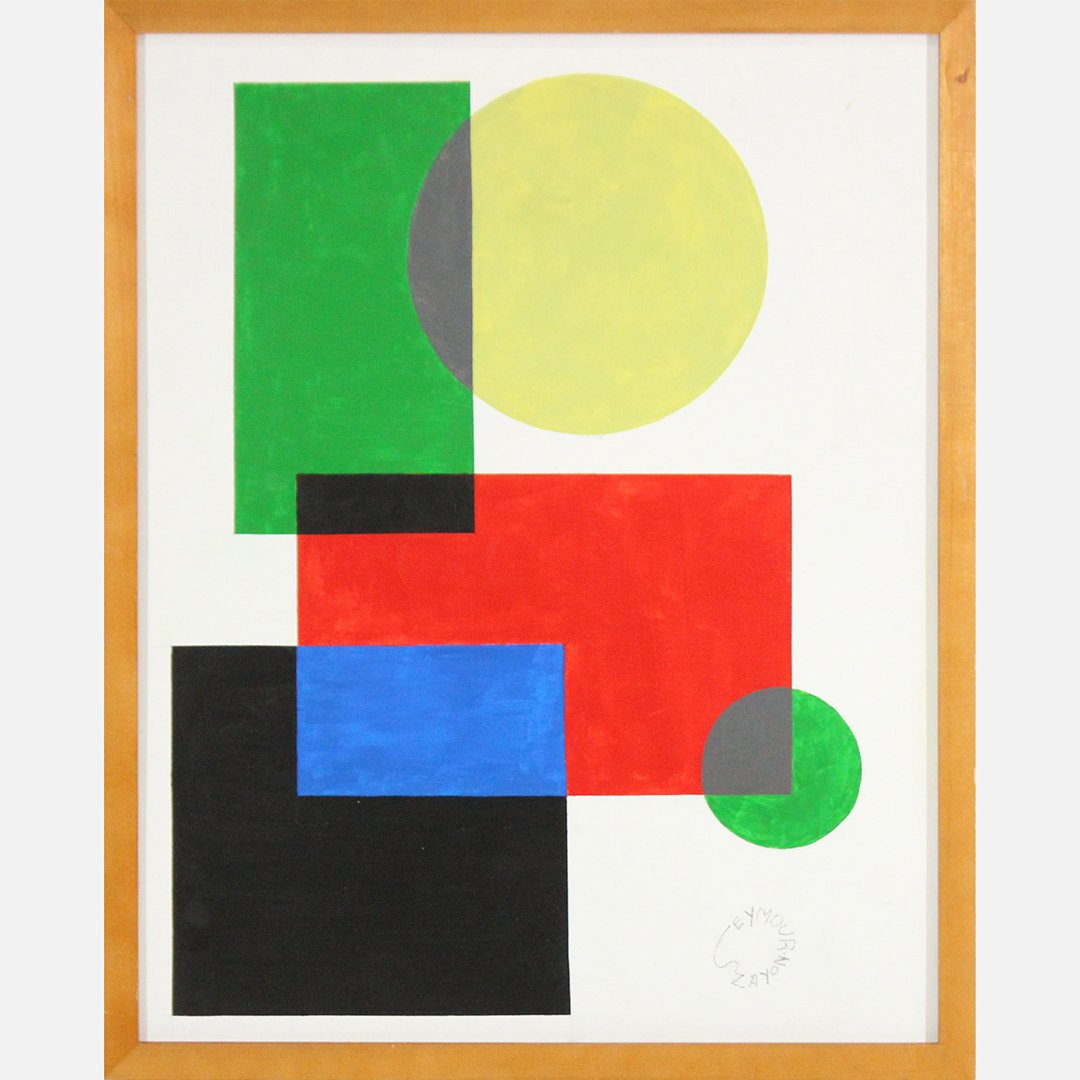 Seymour Zayon, Mid-Century Abstract Circles in Squares (1 of 3)