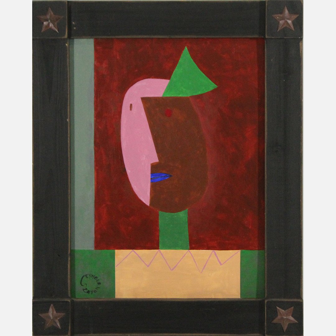 Seymour Zayon, Mid-Century Abstract Portrait Oil/b (1 of 3)