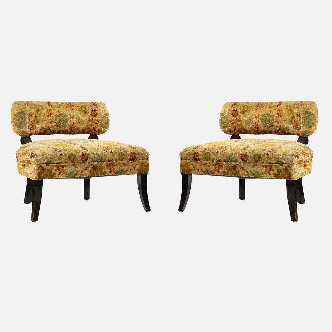 Two [2] Dunbar Style Slipper Chairs - Hollywood Regency (1 of 5)