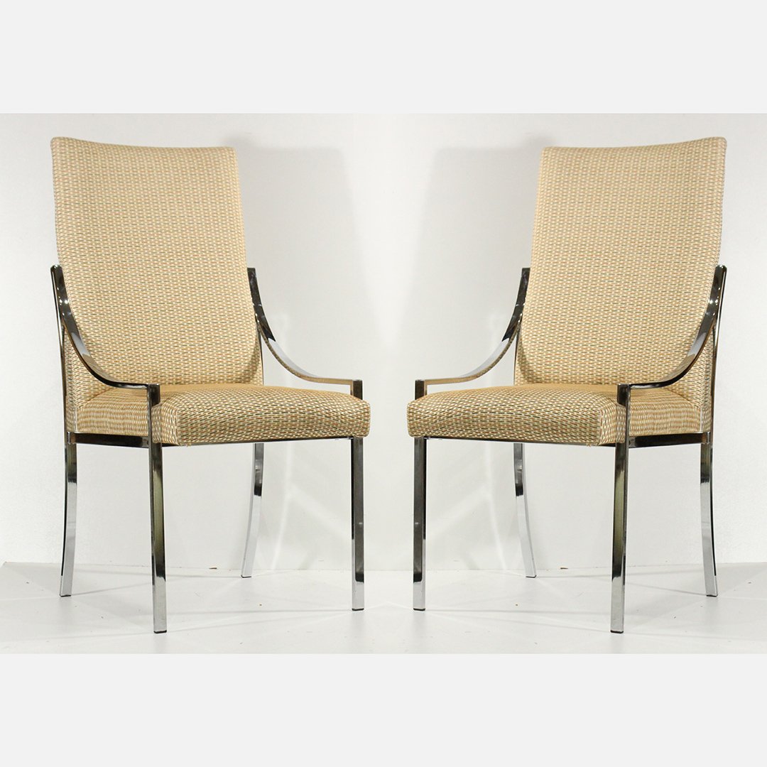 Two [2] Milo Baughman Style Chrome High Back Chairs (1 of 5)