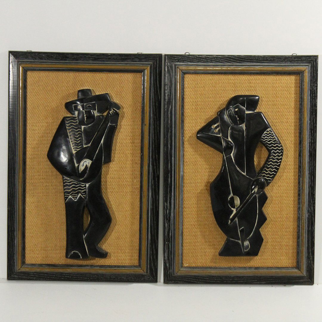 Two [2] Mid-Century Sweden Musician Relief Wall Plaques (1 of 7)