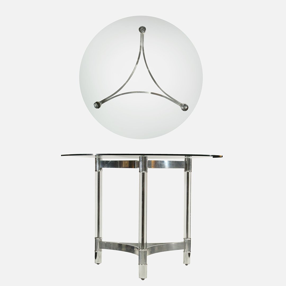 Modern Design Chrome and Lucite Round Glass Top Dinette (1 of 7)
