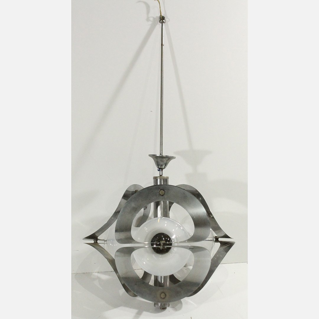 Modern Design Sculptured Chrome & Opalescent Shade Lamp (1 of 5)