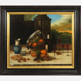 John F Francis \"Luncheon Still Life\" Oil on Canvas: John F Francis \"Luncheon Still Life\" Oil on Canvas. Well Listed American Artist. Size: 20 x 24 , outside of frame: 26 x 30 ASKart: Biography John F. Francis Born in Philadelphia, John Francis became