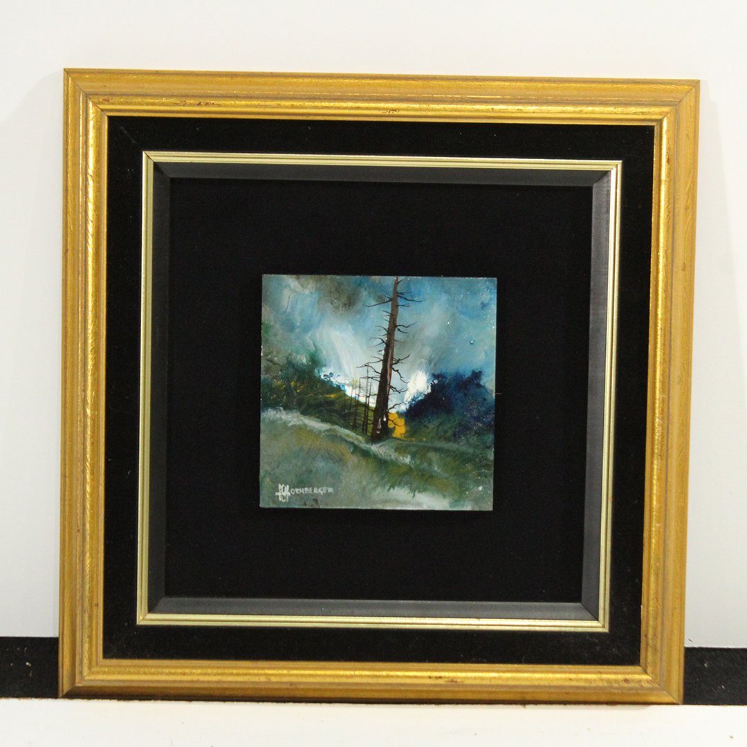 Don Hornberger 1921-2006 Oil/b Storm Over Landscape: Don Hornberger 1921-2006 Oil/b Storm Over Landscape Painting on board, signed, original framing. Well Listed American Artist. Size: 5.75 x 5.75 , outside of frame: 15 x 15