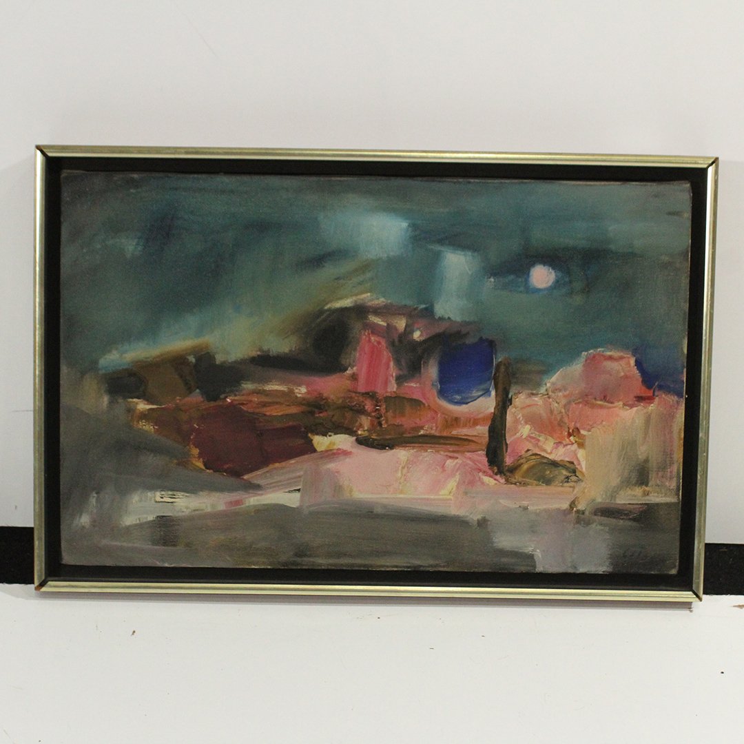 1961 Mid-Century Modern Abstract Landscape Signed (1 of 5)