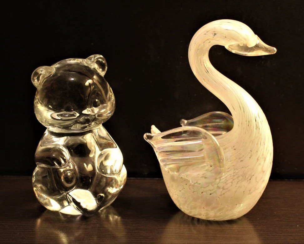 Two [2] Fenton Crystal Glass Bear  / Murano Glass Swan (1 of 5)