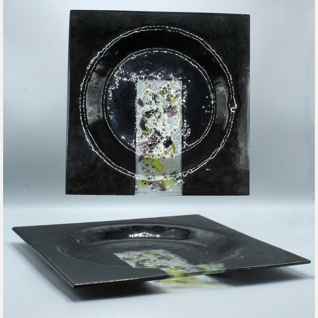 Mid-Century Modern Square Abstract Charger Center Bowl (1 of 5)