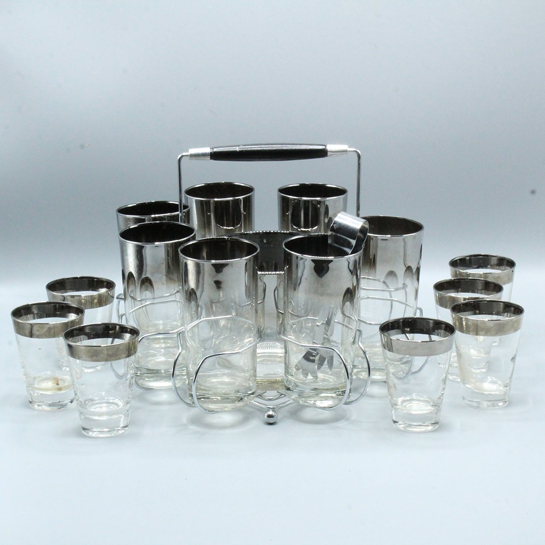 Mid-Century Modern Chrome Overlay Lunch Drink Set (1 of 5)
