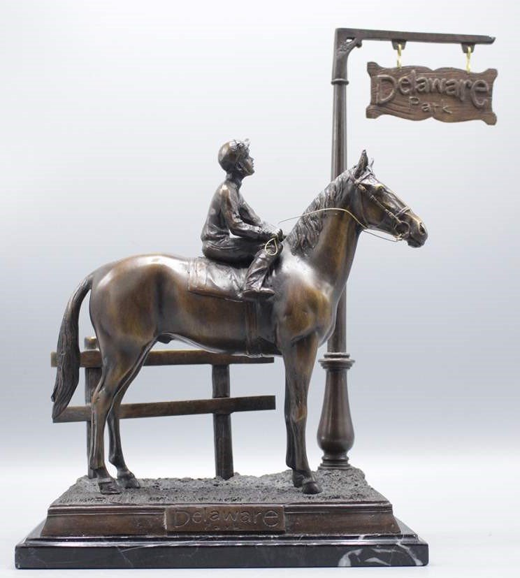 Bronze Statue Of Race Horse And Jockey Delaware Park