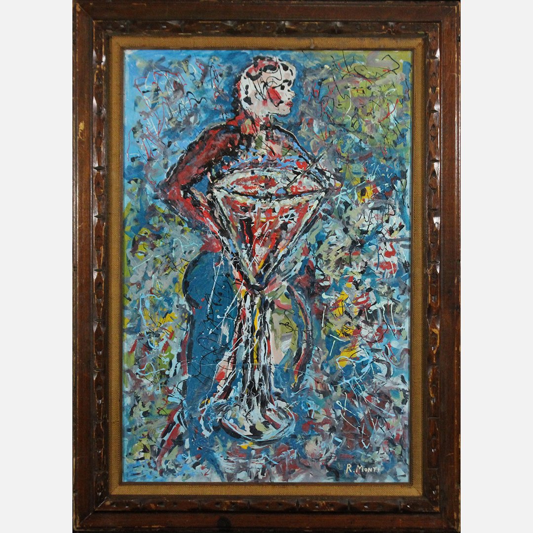 R. Monti, Mid-Century Abstract Martini Cocktail Oil/c (1 of 5)