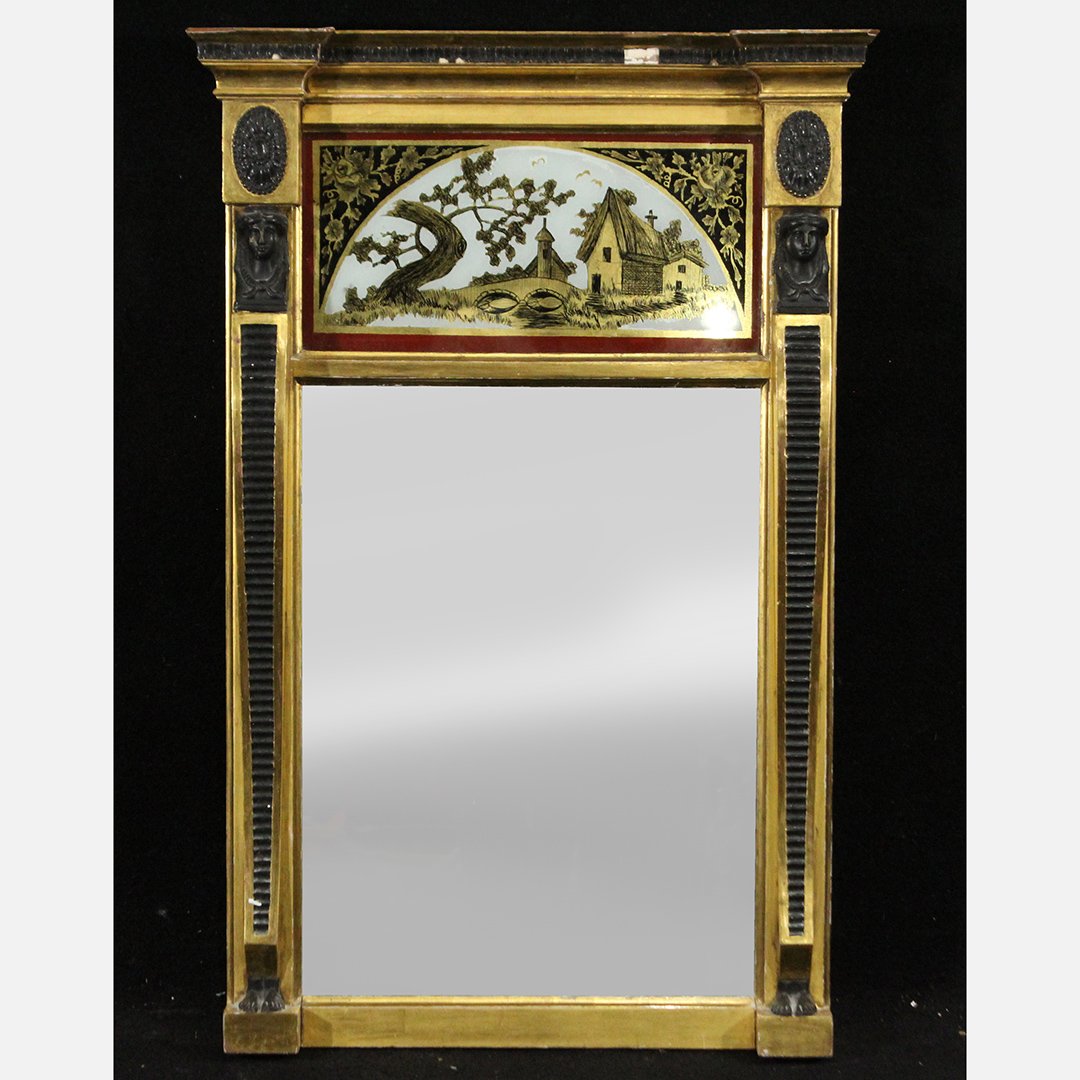 19th C. Empire Gold Gilt Wall Mirror Jenny Lind Heads (1 of 7)
