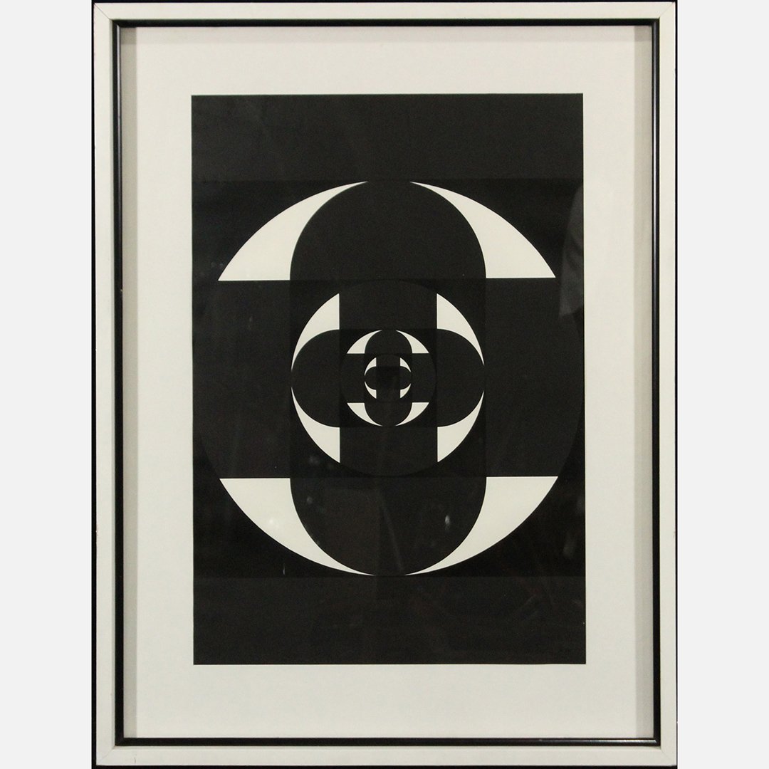 Pierre Wanis, Mid-Century Modern Optical Abstract W/c (1 of 4)