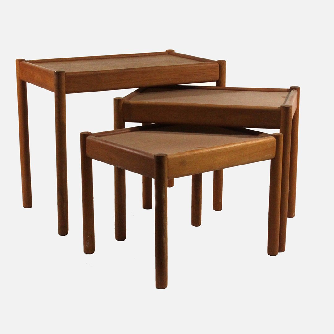 Mid Century Modern Teak Danish 3-Stack Nest Tables (1 of 4)