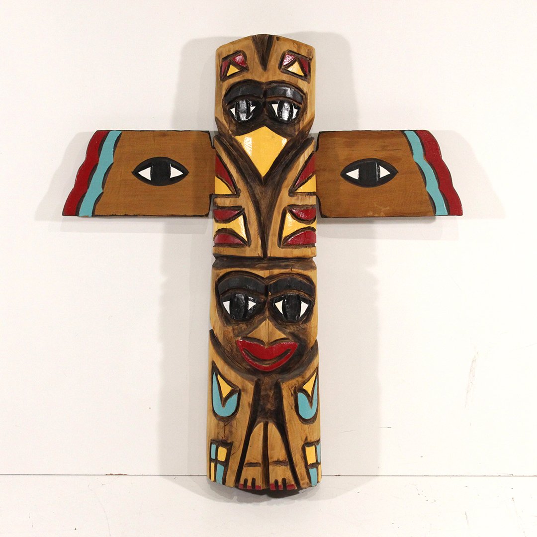 20th C Carved Wood Native American Totem Pole Sculpture (1 of 5)