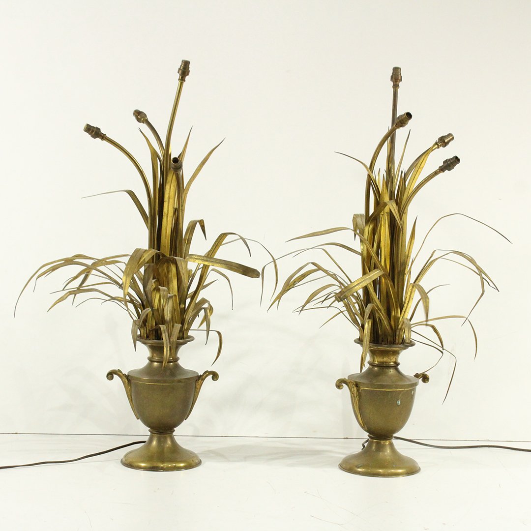 Two [2] Mid-Century Hollywood Regency Brass Fern Lamps (1 of 4)
