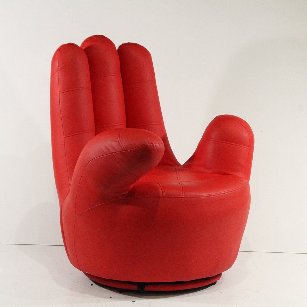 Modern Design Red Vinyl Hand Chair Swivel Base (1 of 6)