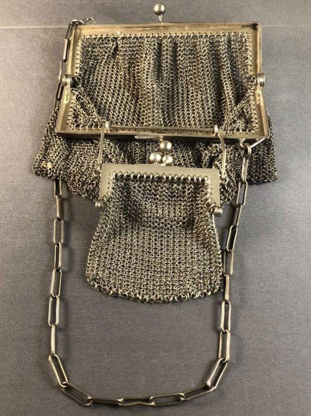Sterling Silver Circa 1920 Double Mesh Purse - Unusual (1 of 10)