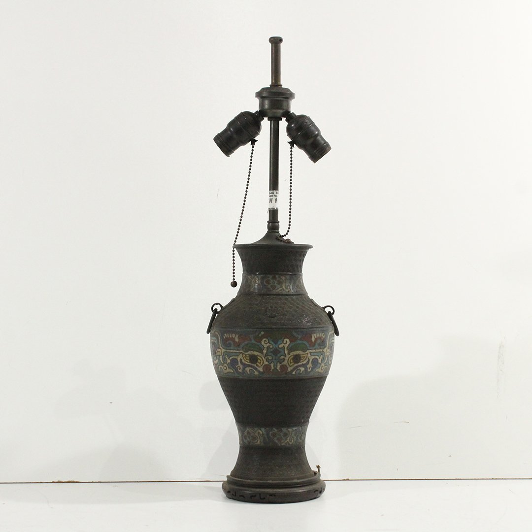 Antique Bronze Champleve Urn Lamp Asian Oriental (1 of 4)