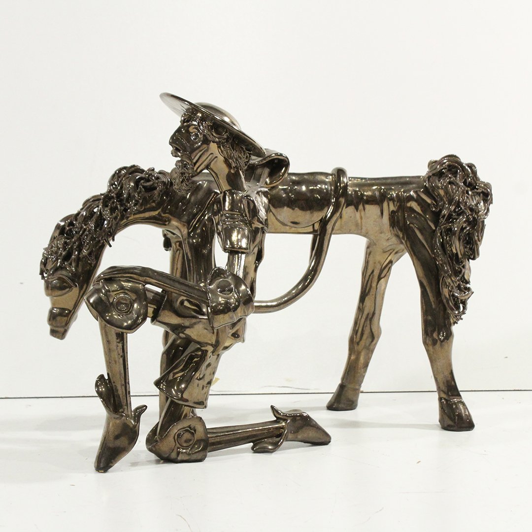 Don Quixote, Sculpture Figurine, Ceramic Copper Lustre (1 of 4)