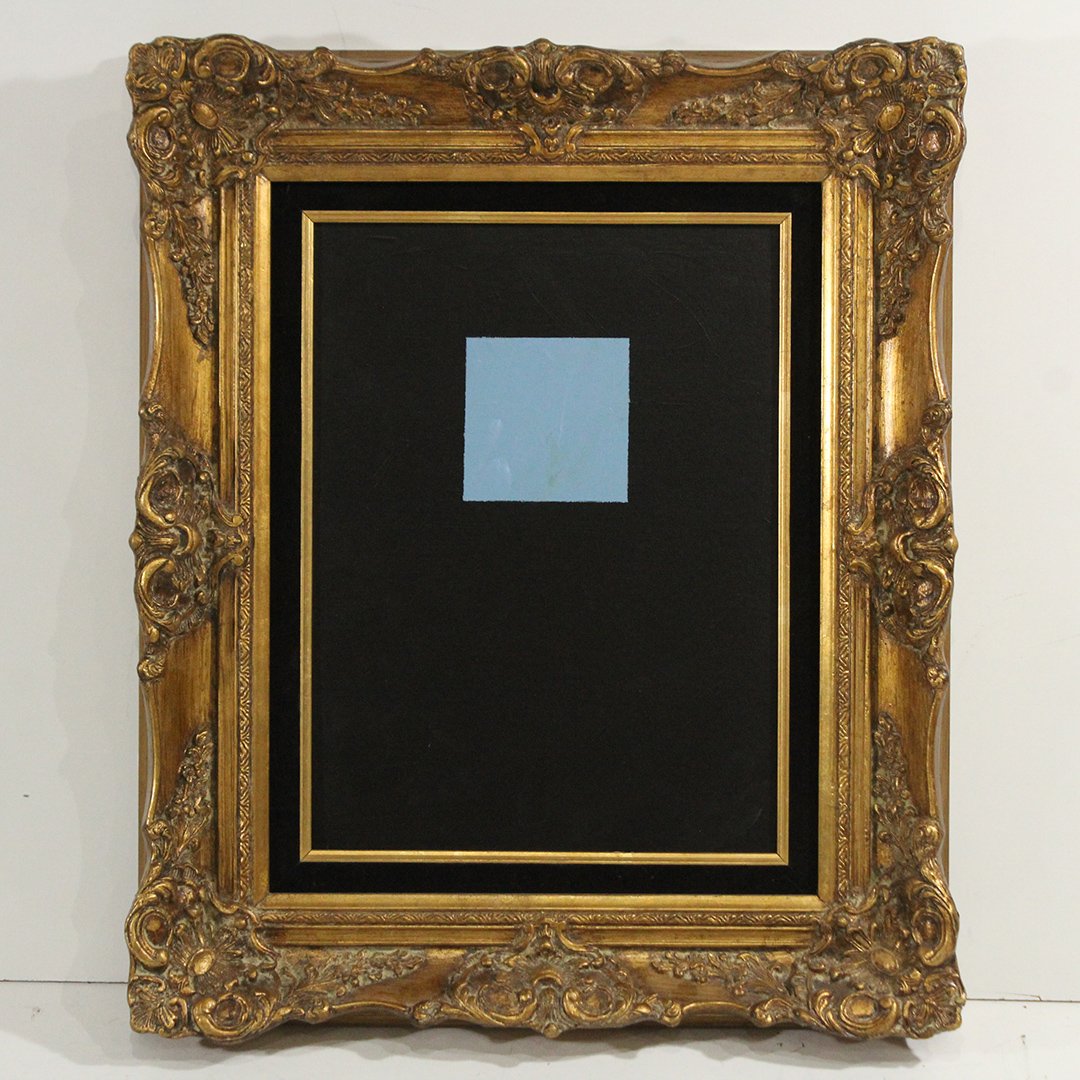 D-3, Modernism Design Floating Square on Black Oil/b: D-3, Modernism Design Floating Square on Black Oil/b. Oil on canvas board painting, Signed on verso, Nice quality, Framed. D-3, American Artist, New York. Size: image size 16 in. x 12 in.; outer frame