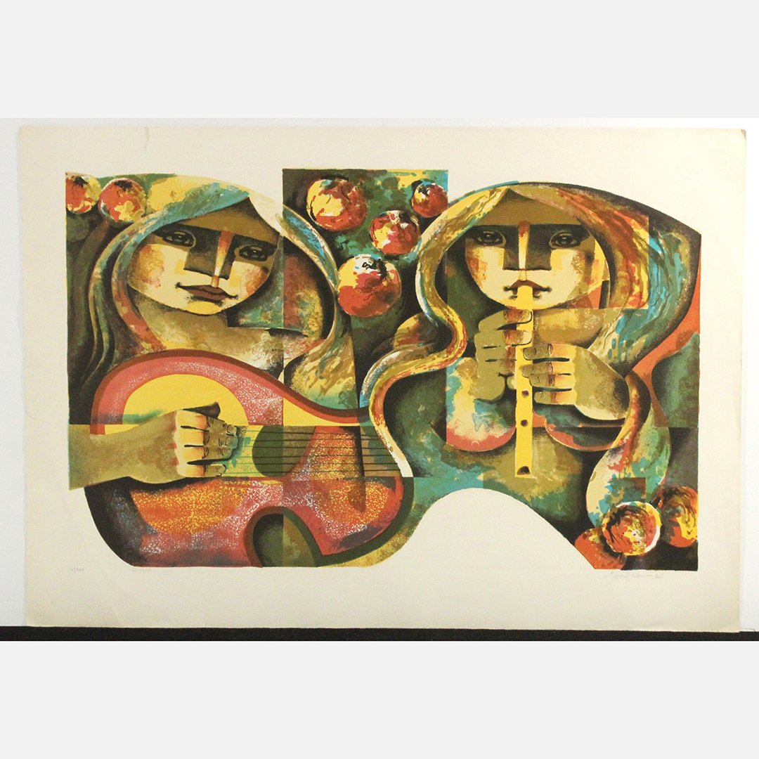 Jorge Dumas, Lithograph, "Ritmo", #12/300, Musicians (1 of 6)