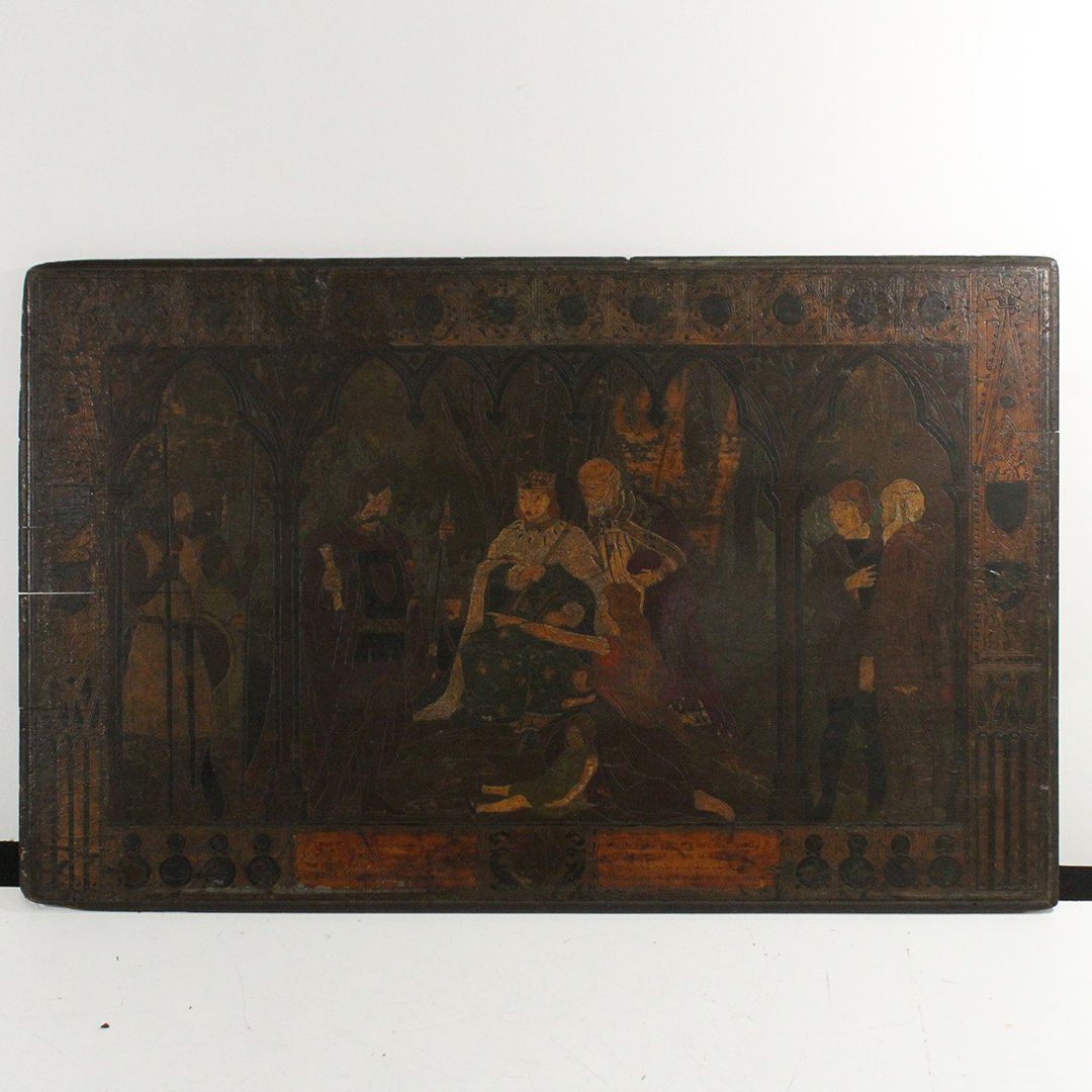 Early 19th C. Wood Incised  Plaque Old World Royalty (1 of 8)