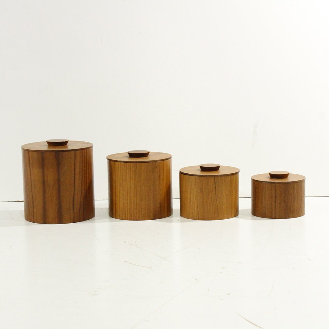 Four [4] Danish Modern Teak Wood Canister Set Graduated (1 of 5)