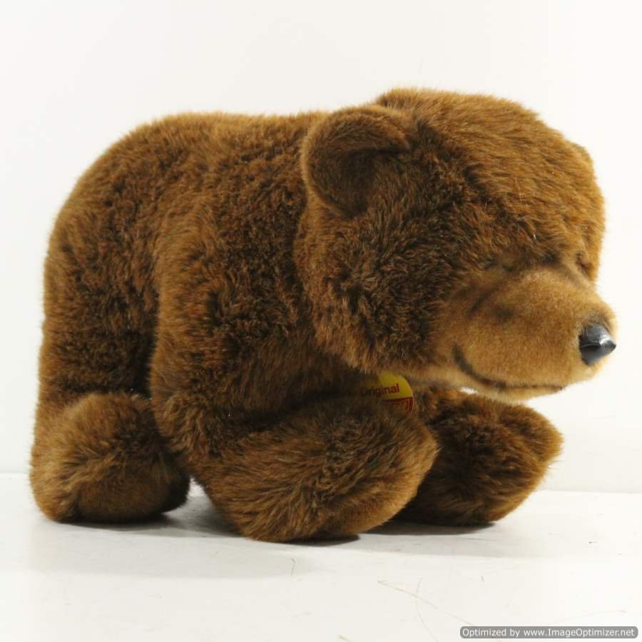 Steiff Brown Bear Stuffed Animal Toy with Tags: Steiff Brown Bear Stuffed Animal Toy with Tags. Clean. Size: 14 in. height, 21 in. length.