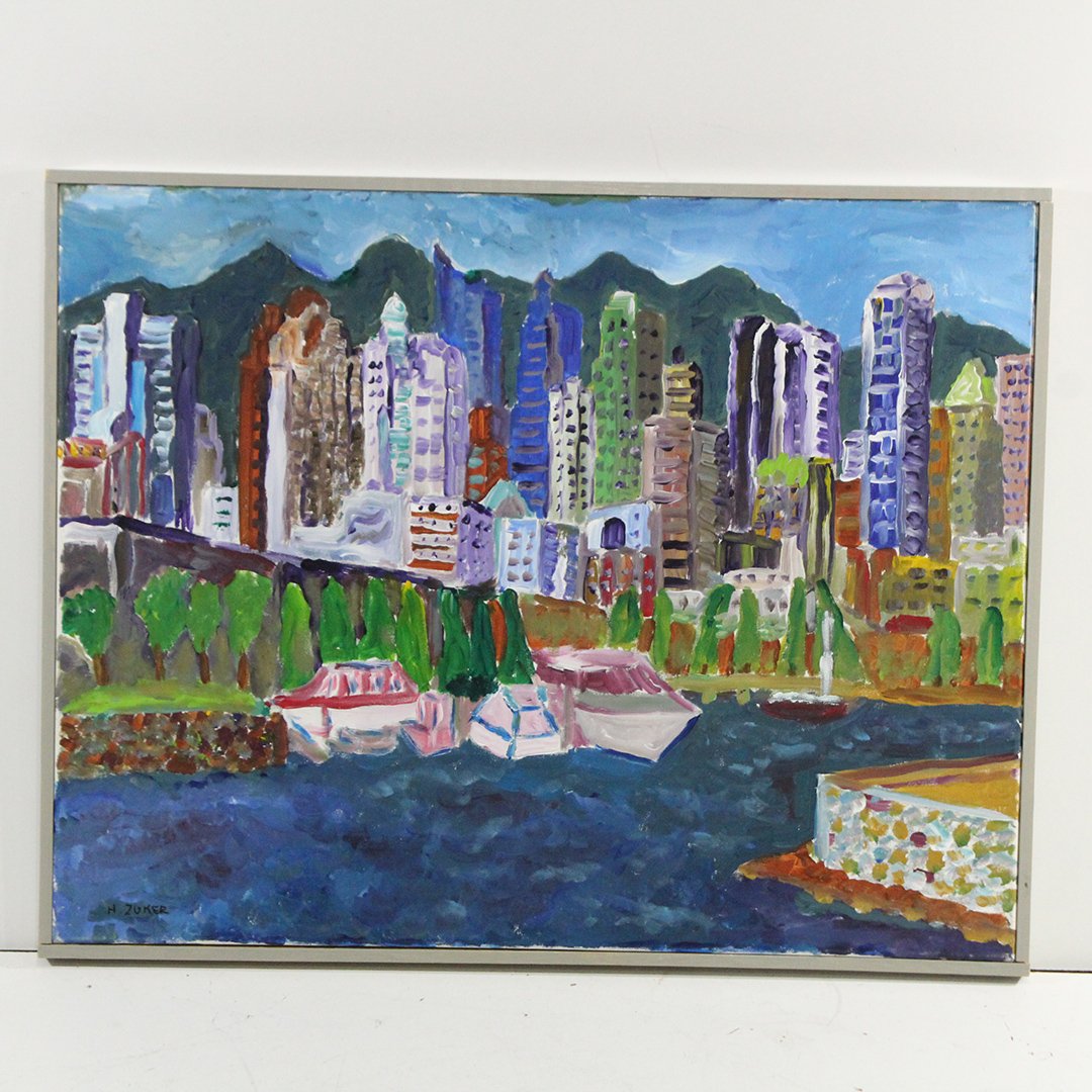 Herman Zuker Son of Jehudith Sobel Acrylic on Canvas: Herman Zuker Son of Jehudith Sobel, Acrylic on canvas painting, b. 1959 Polish / American artist. "Vancouver BC. Size: image 22 in. x 28 in.; outer frame 23 in. x 29 in.